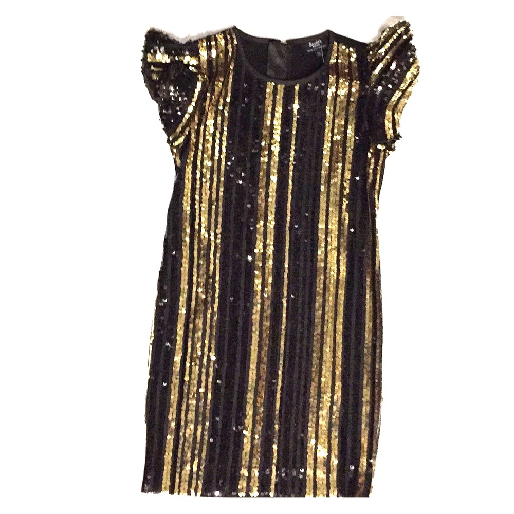 Glamorous & NWT Bardot black and gold sequin dress
